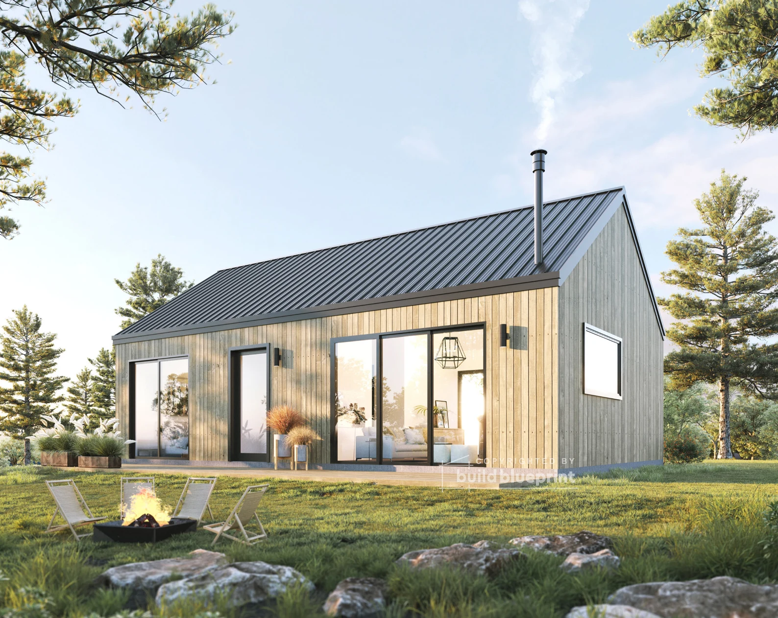 Family Nest — contemporary barn-style cabin exterior